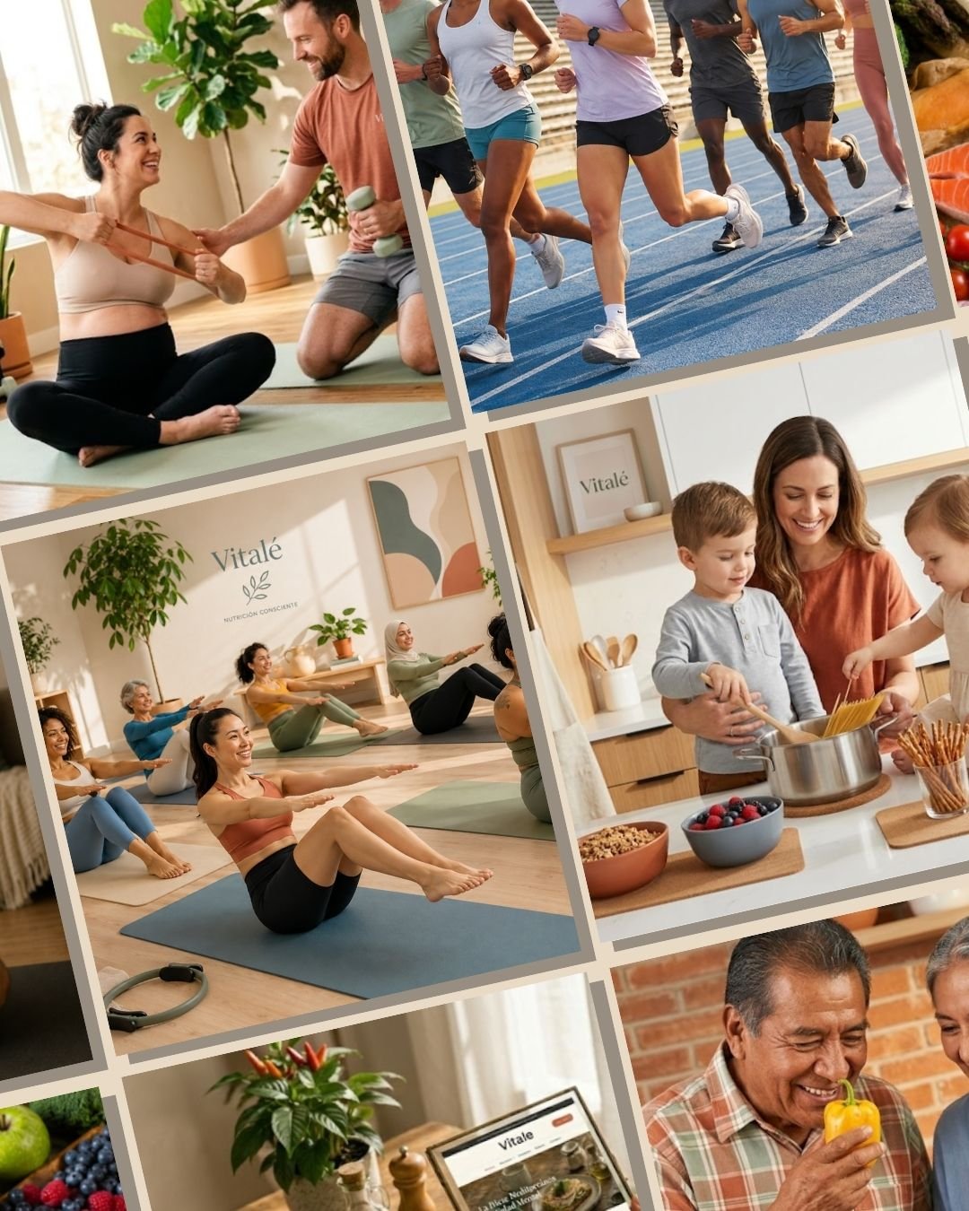 Personas adoptando hábitos saludables mediante asesoría nutricional personalizada de Vitale. Wellness. Health.